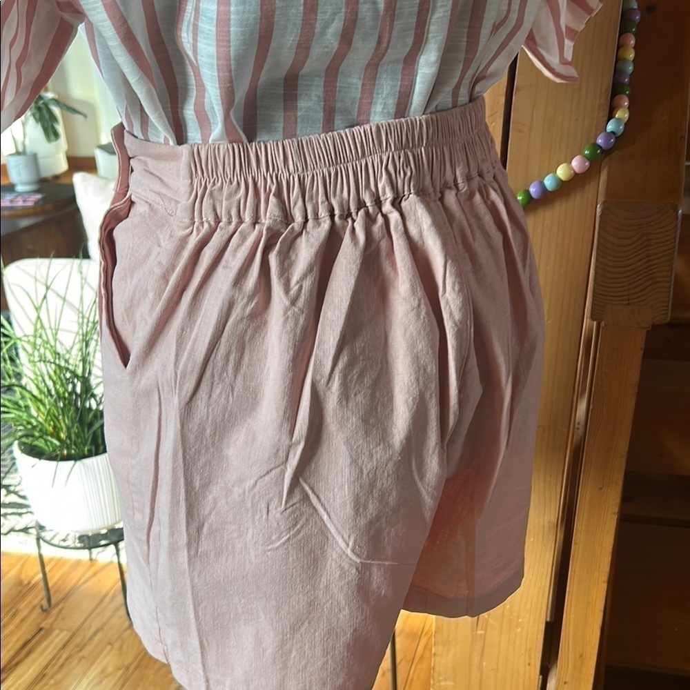 Pink Linen Wrap Skort - Picture 6 of 6